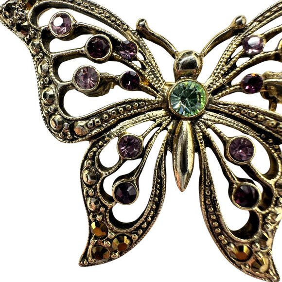 Gold Rhinestone Butterfly Pin - Picture 8 of 8